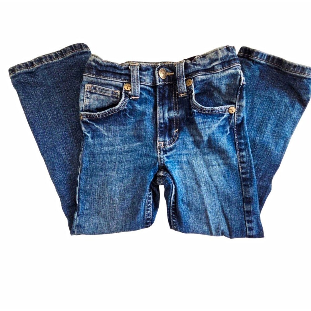 Wrangler Boys Blue Denim Jeans 6 Slim Straight Medium Wash Adjustable Stretch